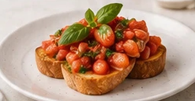 Bruschetta clásica con tomate y albahaca