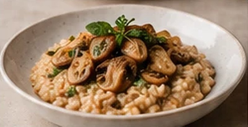 Risotto de hongos con parmesano